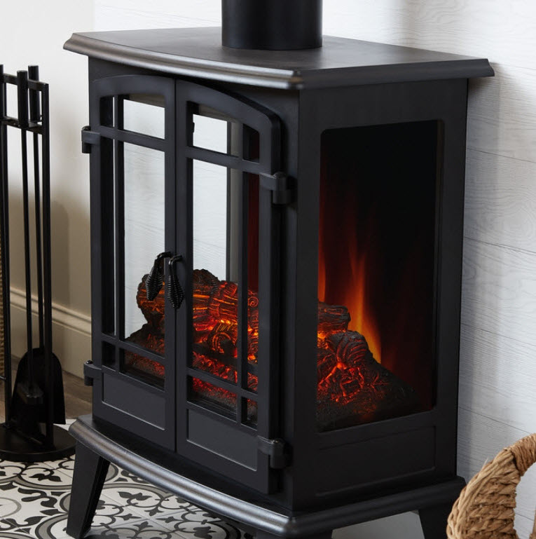 25" Foster Real Flame Black Electric Fireplace Stove